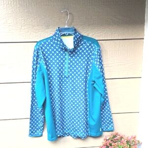 Lands' End Green Print Quarter Zip Pullover Jacket 2X